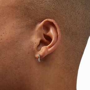 C LUXE by Claire&#39;s Silver-tone Titanium 12mm Tube Hoop Earrings,
