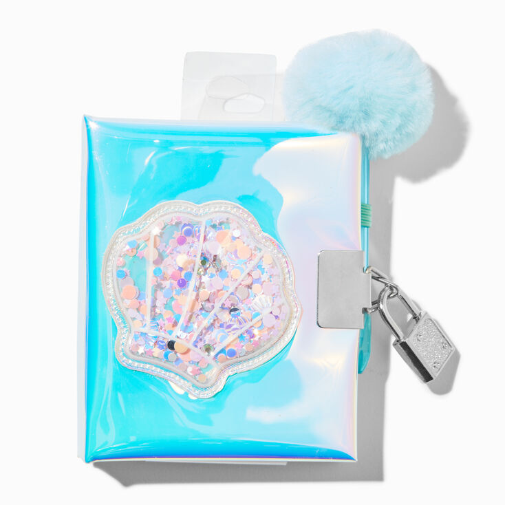 Claire's Club Iridescent Shell Mini Plush Lock Diary