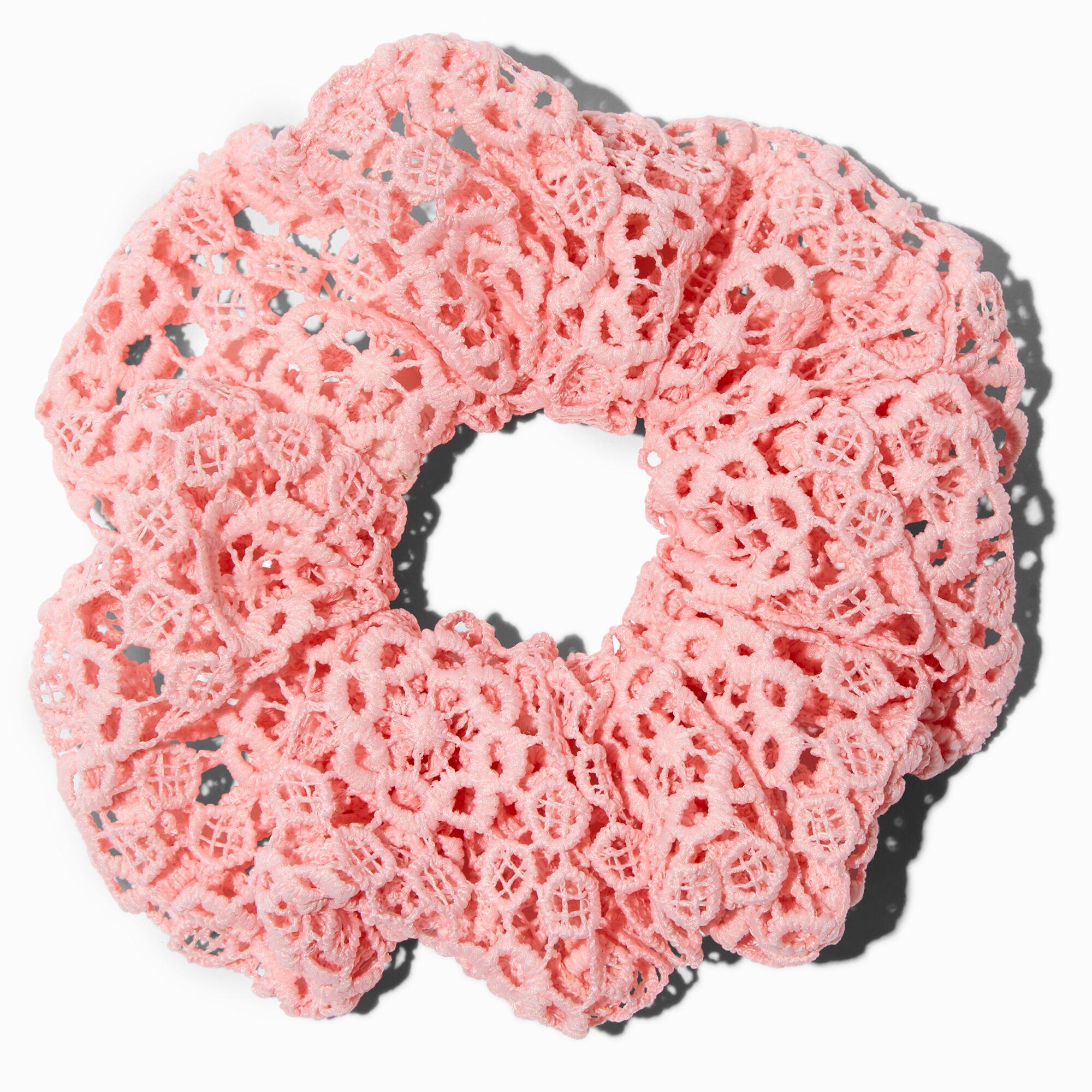 View Claires Eyelet Medium Hair Scrunchie Bracelet Pink information