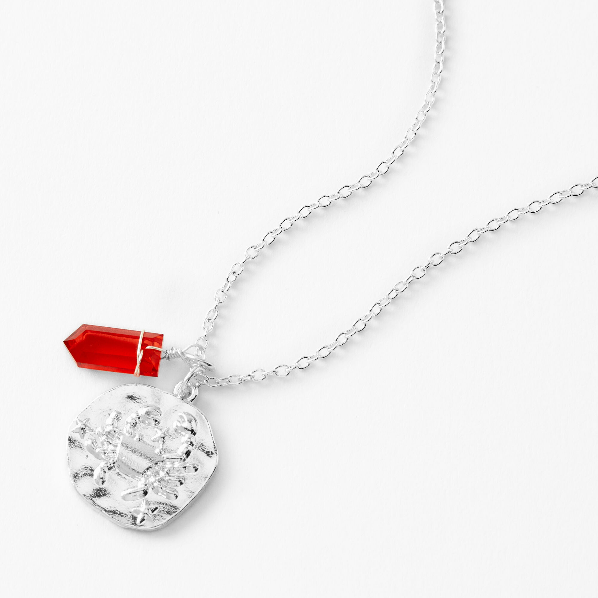 Silver-tone Zodiac Mystical Gem 16" Pendant Necklace - Cancer,