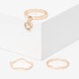 Rose Gold-tone HeartTextured Midi Rings - 3 Pack,