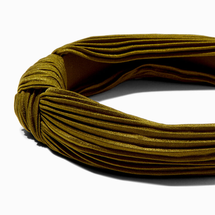 Olive Green Pleated Knotted Headband,