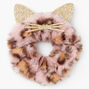 Medium Faux Fur Leopard Hair Scrunchie - Pink,