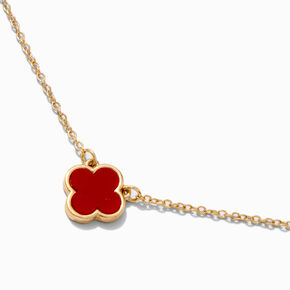 Red Clover Gold-tone Pendant Necklace,