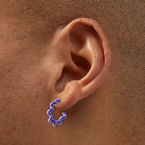 Boucles d&#39;oreilles empilables anneaux violets et couleur argent&eacute;e - Lot de 3,