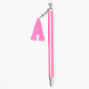 Initial Charm Glitter Pen - Pink, A,