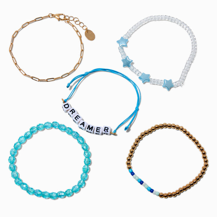 Blue &#39;&#39;Dreamer&#39;&#39; Beaded Bracelet Set - 5 Pack,