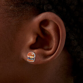Clous d&#39;oreilles hamburger paillet&eacute;s,