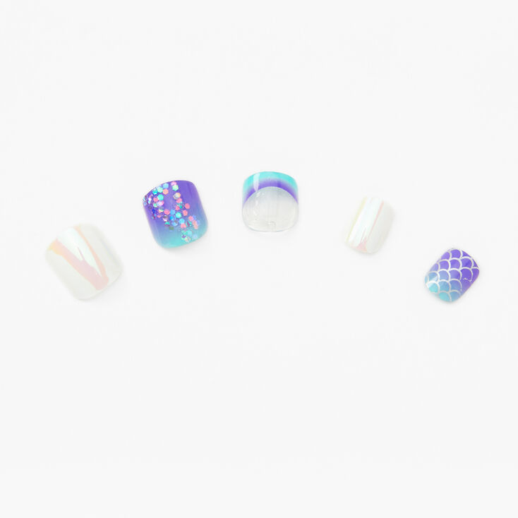 Mermaid Ombre Faux Nail Set -  30 Pack,