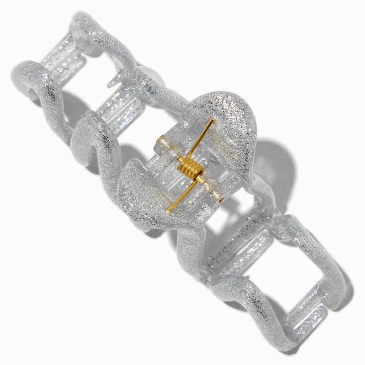 Silver Glittter Zig Zag Hair Claw,