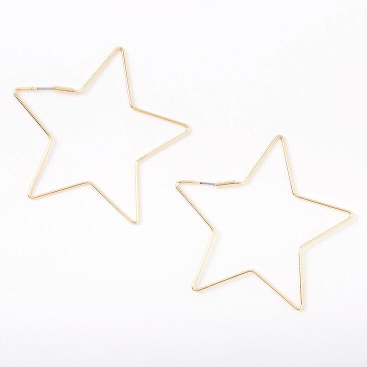 Gold 60MM Star Hoop Earrings,