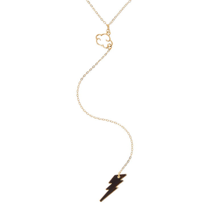Gold Tone Lightning Bolt Necklace,