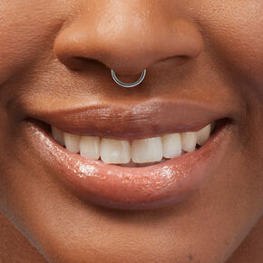 16G Silver-tone Stainless Steel Cubic Zirconia Horseshoe Septum Nose Ring ,