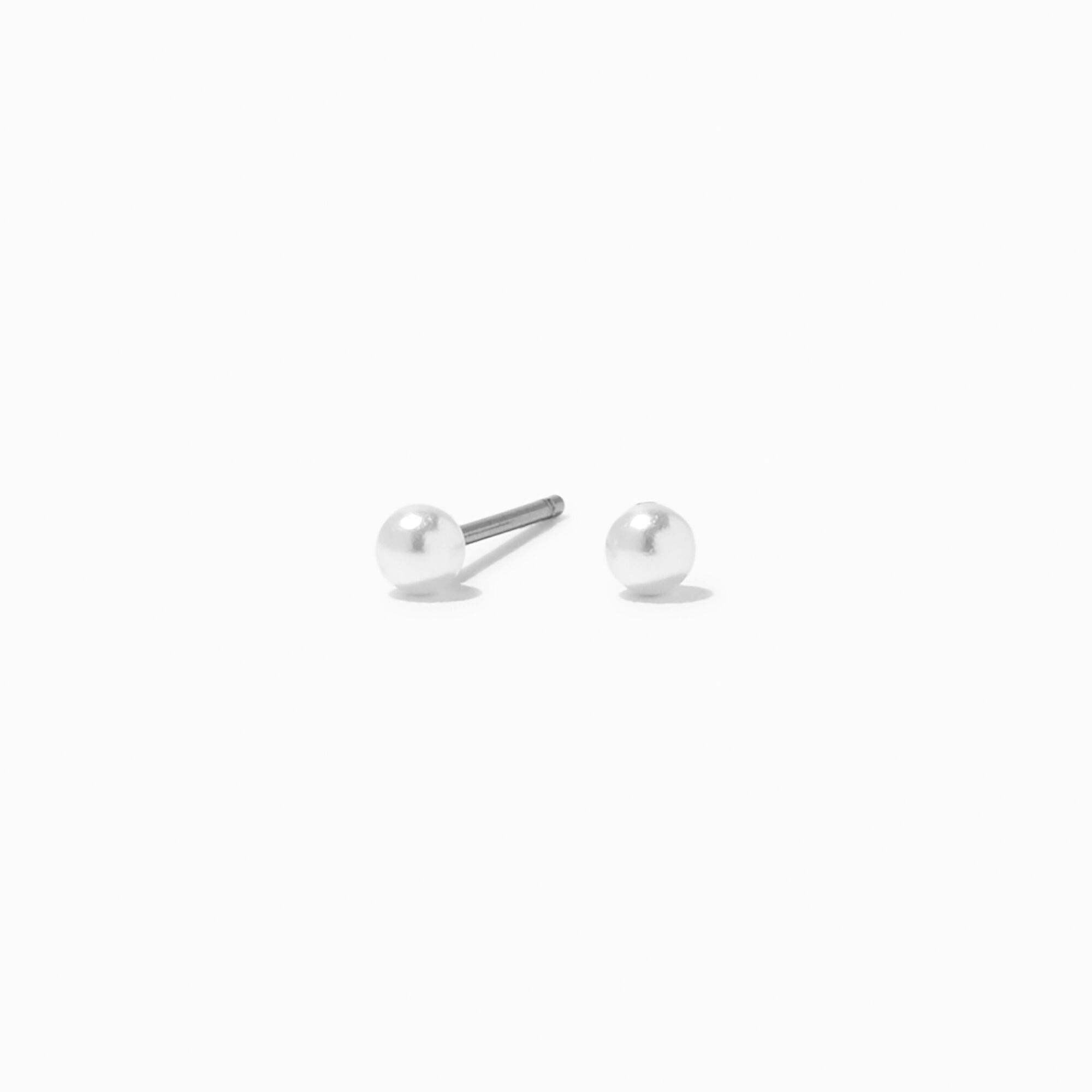 View Claires Pearl 3MM Stud Earrings White information