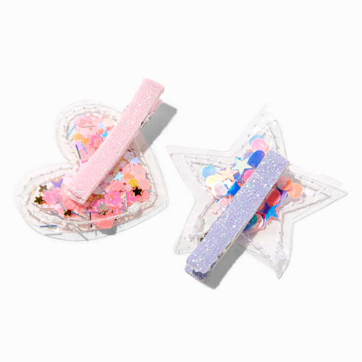 Claire's Club Shaker Heart & Star Hair Clips - 2 Pack | Claire's US