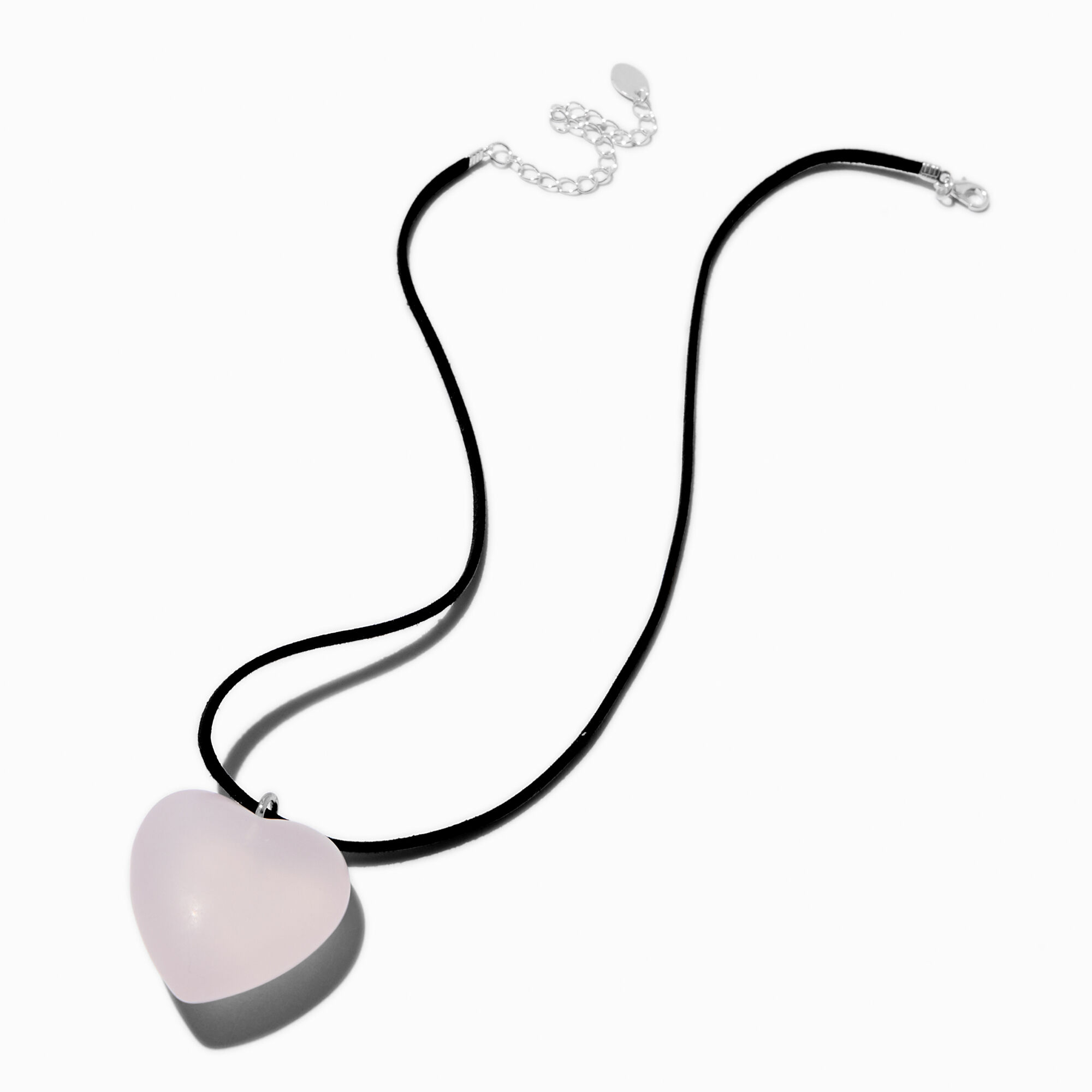 Pink Puffy Heart Pendant Necklace
