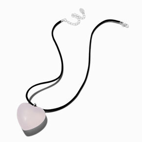 Pink Puffy Heart Pendant Necklace,