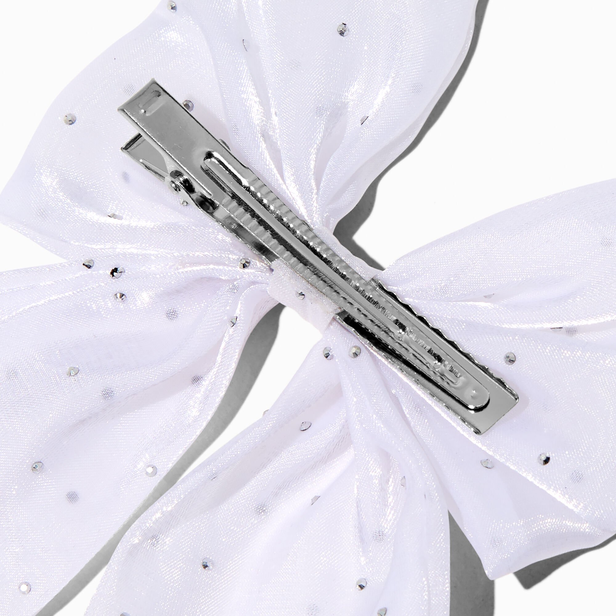 Claire's Club Holiday Rhinestone White Hair Bow Clip,