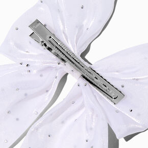 Claire&#39;s Club Holiday Rhinestone White Hair Bow Clip,