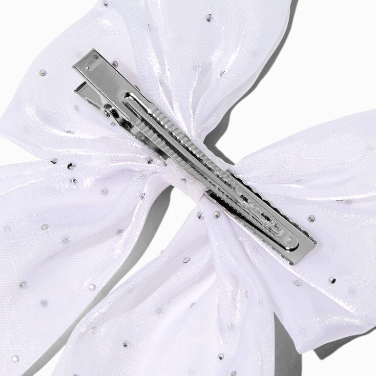 Claire&#39;s Club Holiday Rhinestone White Hair Bow Clip,