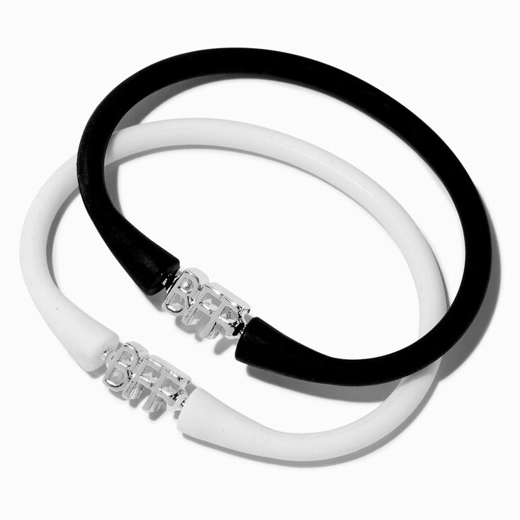 Bracelets en silicone BFF noir et blanc best friends - Lot de 2,