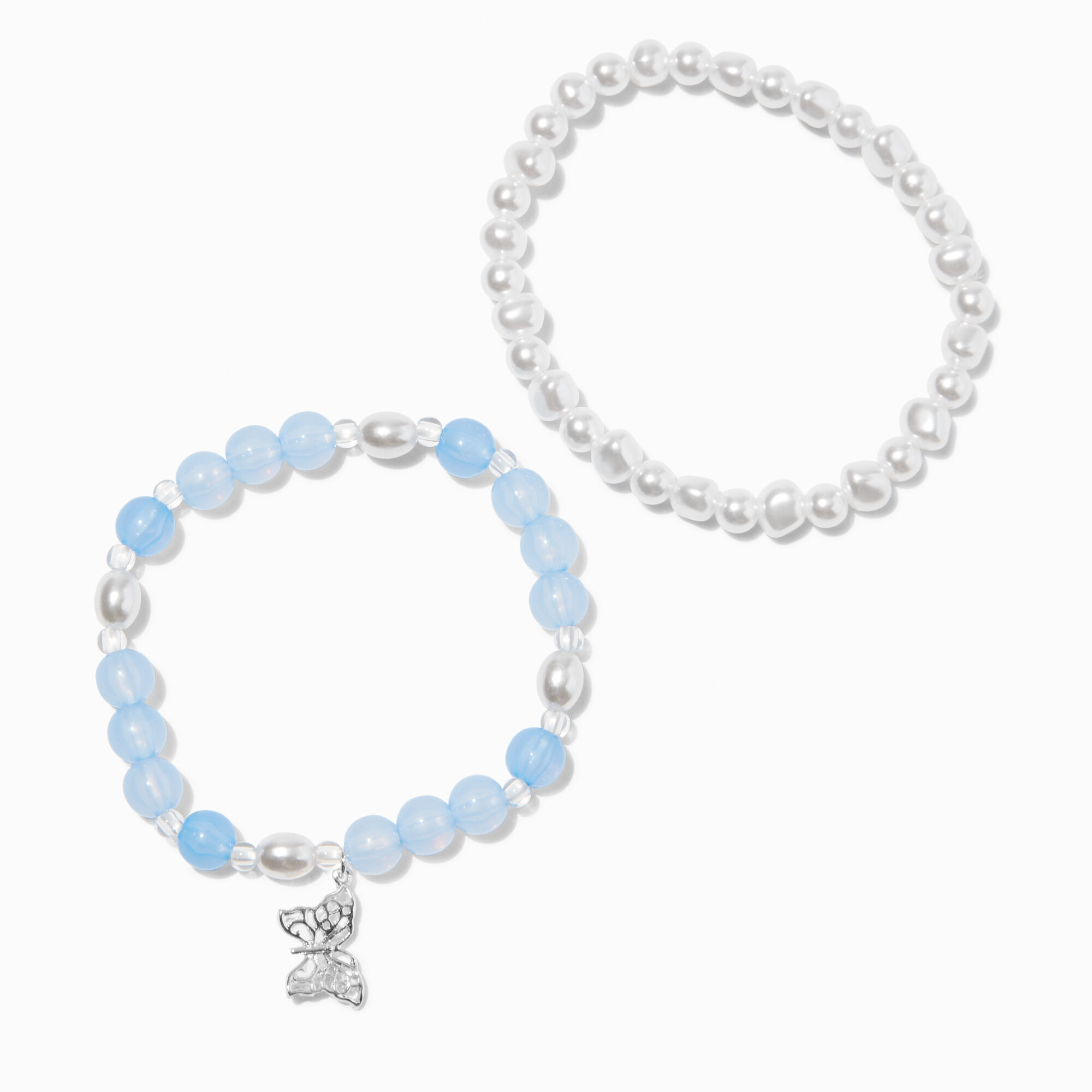 View Claires Iridescent Bead Bracelet Set 2 Pack Blue information