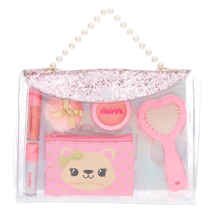 Claire's Club Princess Bear Beauty Bag Set - Pink | Claire's
