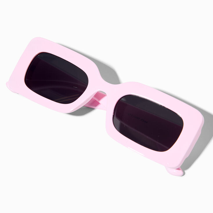 Women's Narrow Plastic Rectangle Sunglasses - A New Day™ Beige