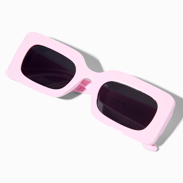 Chunky Rectangle Sunglasses - Baby Pink,