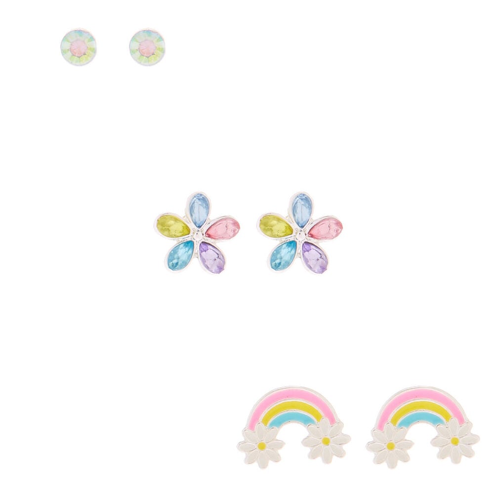 Claire's rainbow shop flower earrings