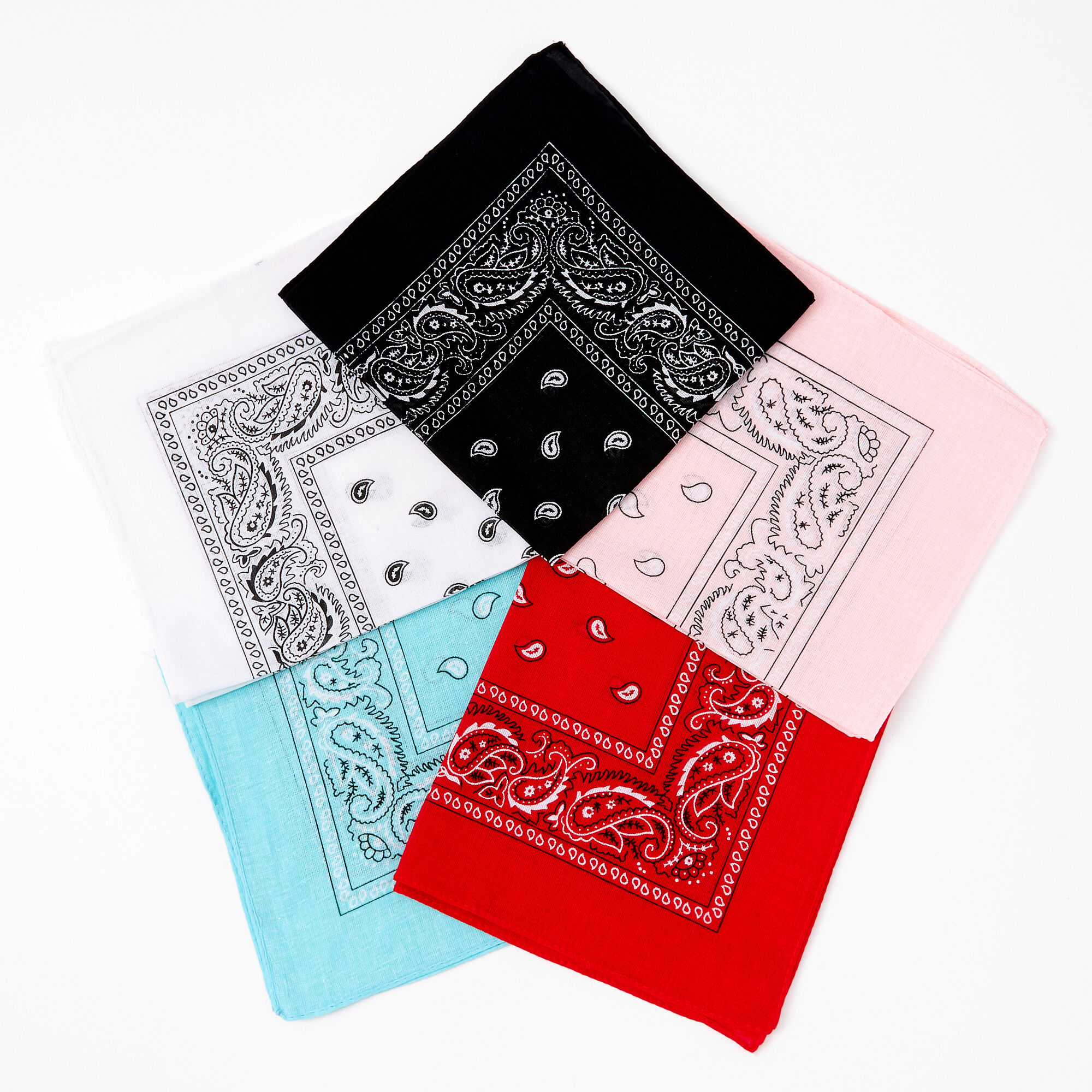 Claire's Club Mixed Paisley Bandana Headwraps - 5 Pack,