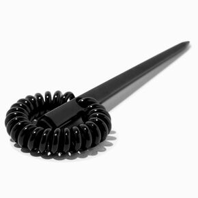 Black Spiral Hair Tie with Attached Hair Stick,