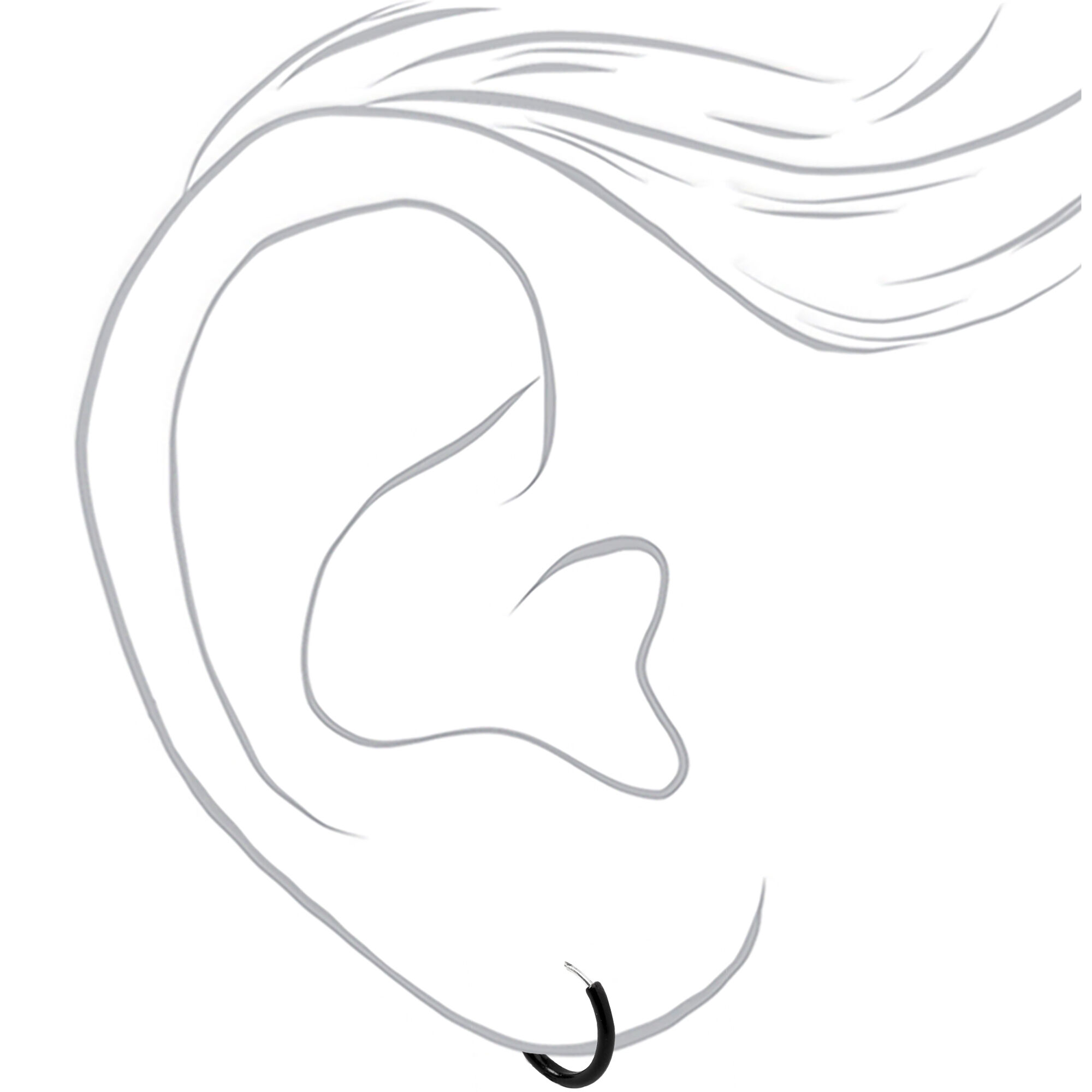 Sterling Silver 10MM Hoop Earrings - Black,