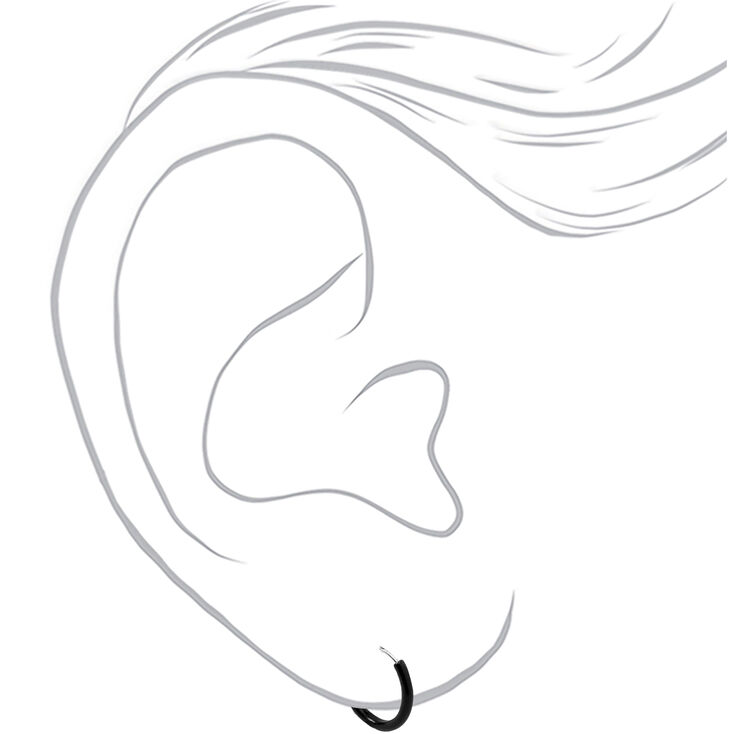 Sterling Silver 10MM Hoop Earrings - Black,
