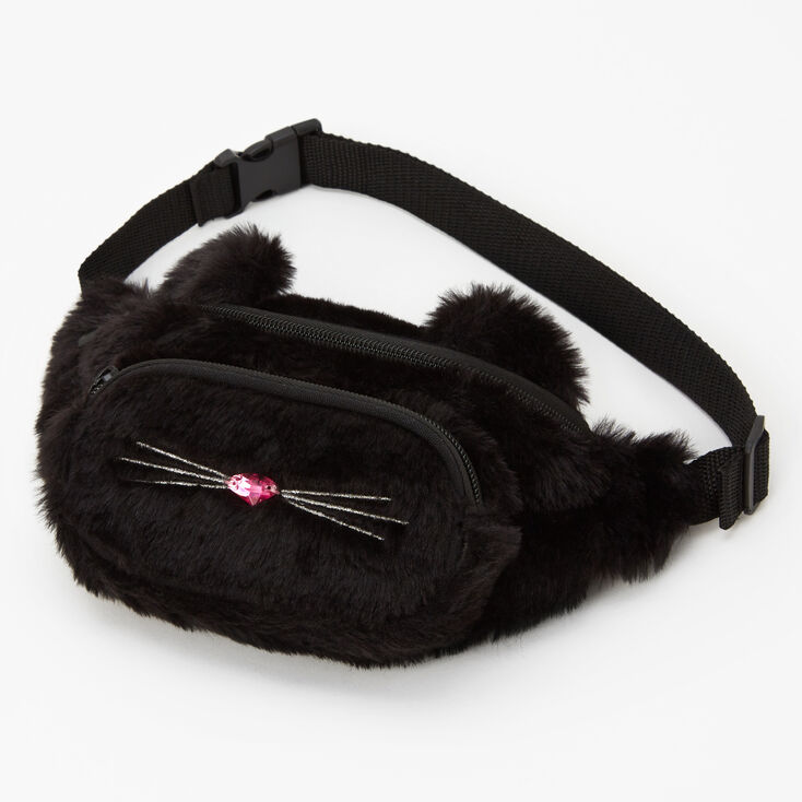 Sac banane chat en peluche - Noir,