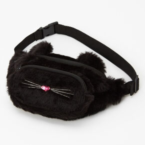 Plush Cat Bum Bag - Black,