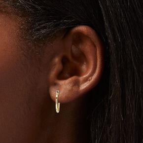 Gold-tone Squared 15mm Hoop Earrings,
