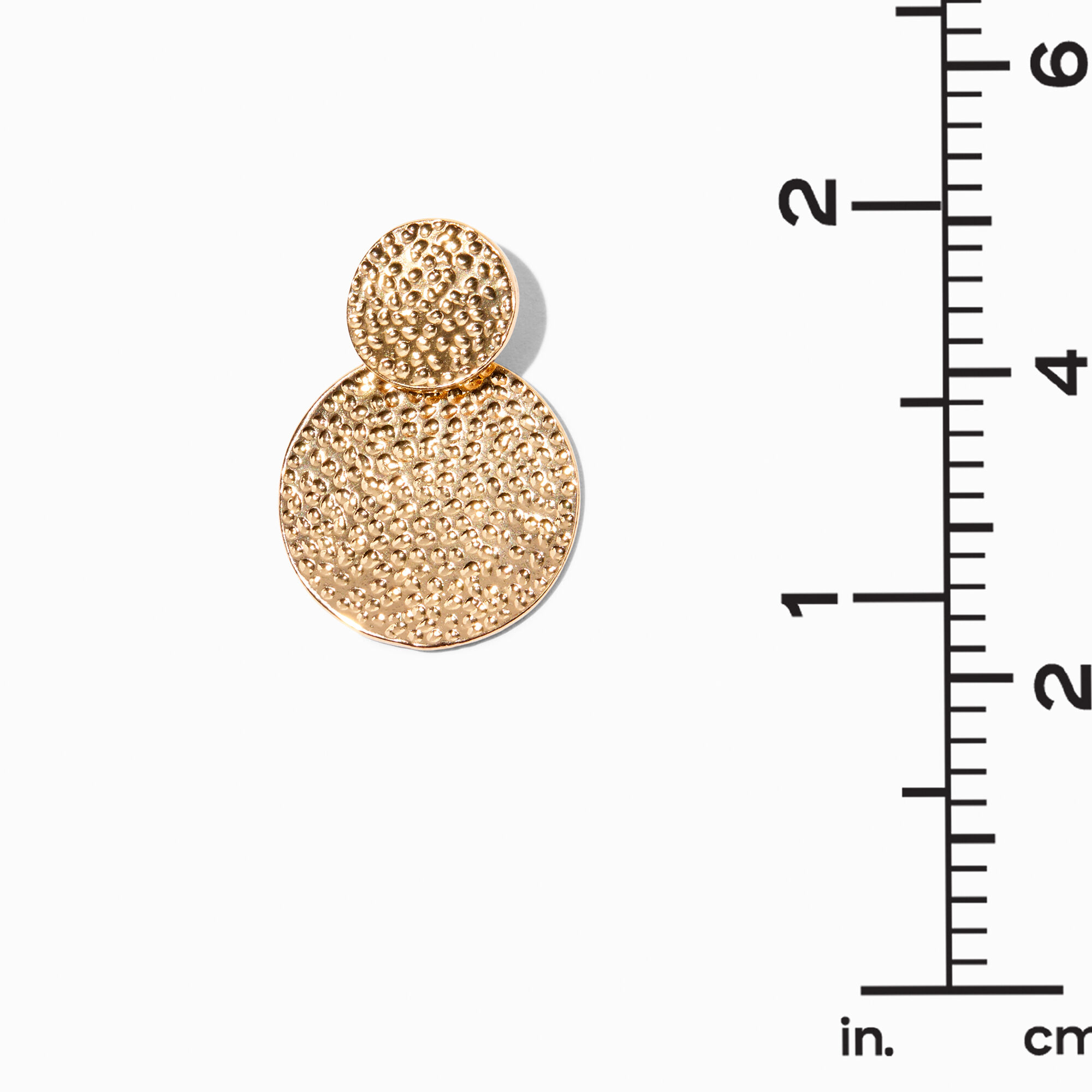 Gold-tone Textured Double Disc 2" Drop Earrings,