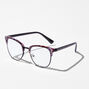 Purple Tortoiseshell Browline Clear Lens Frames,