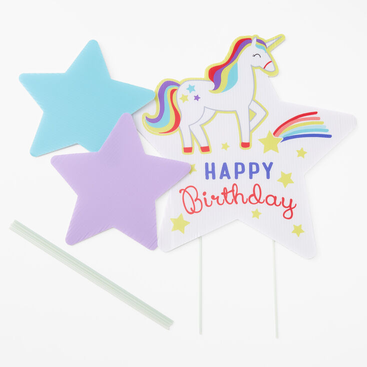 Panneau de jardin licorne joyeux anniversaire - Lot de 3,