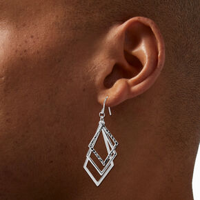 Silver-tone Geometric Outline Drop Earrings,