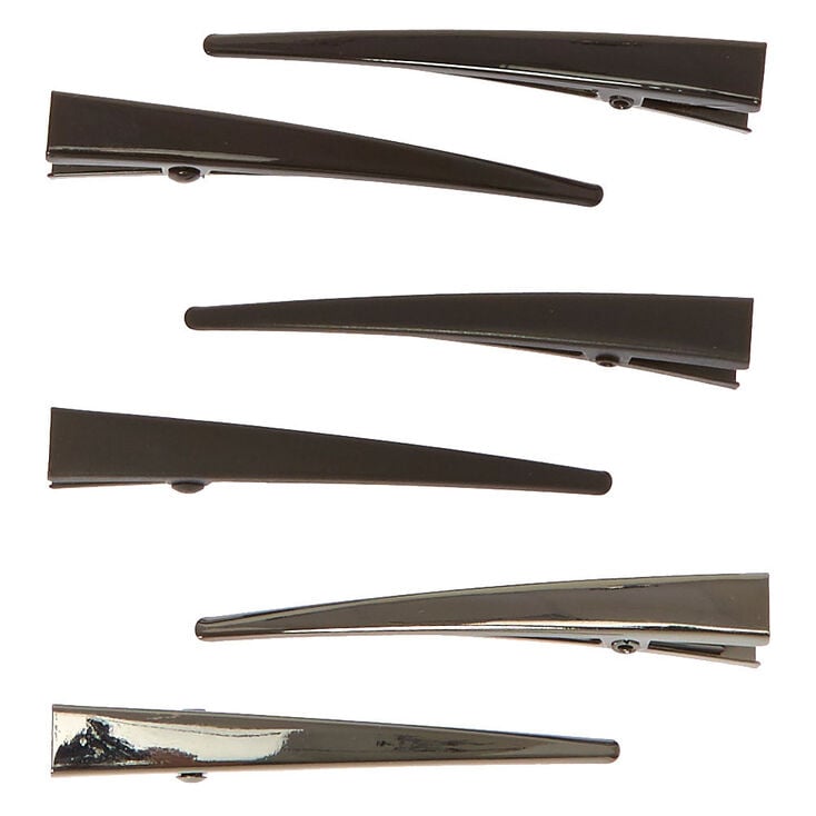 Triangular Hair Barrettes - Black, 6 Pack,