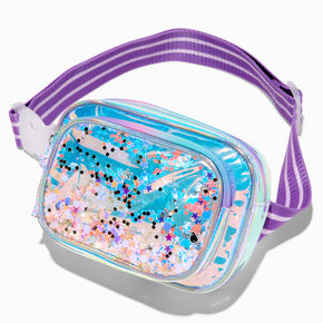 Claire&#39;s Club Purple Iridescent Shaker Belt Bag,