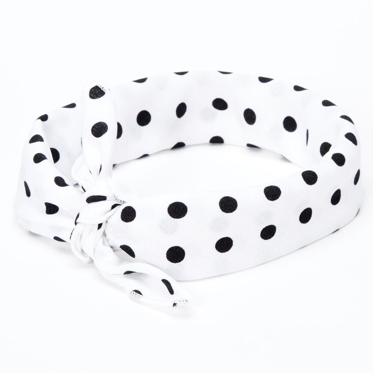 Claire's Bandeau bandana à nœud blanc à pois