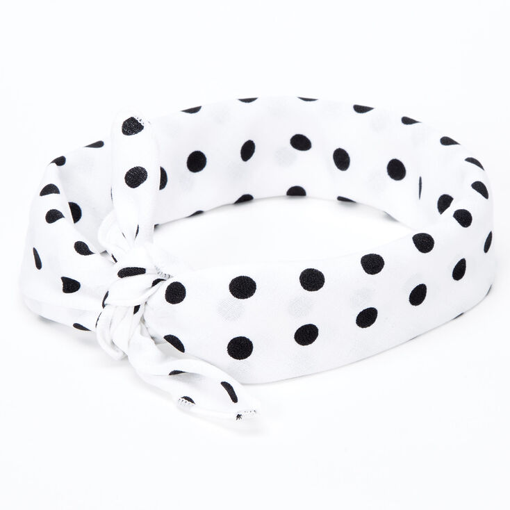 Claire's Bandeau bandana à nœud blanc à pois