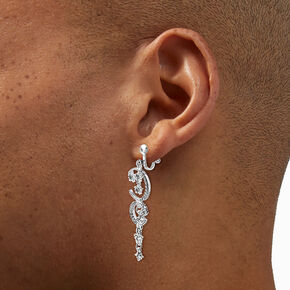 Silver-tone Celestial Sparkle Clip-On Drop Earrings,