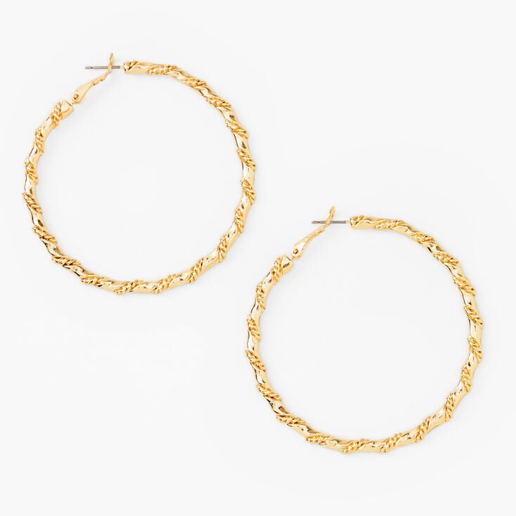 Gold-tone 60mm Woven Twisted Hoop Earrings,