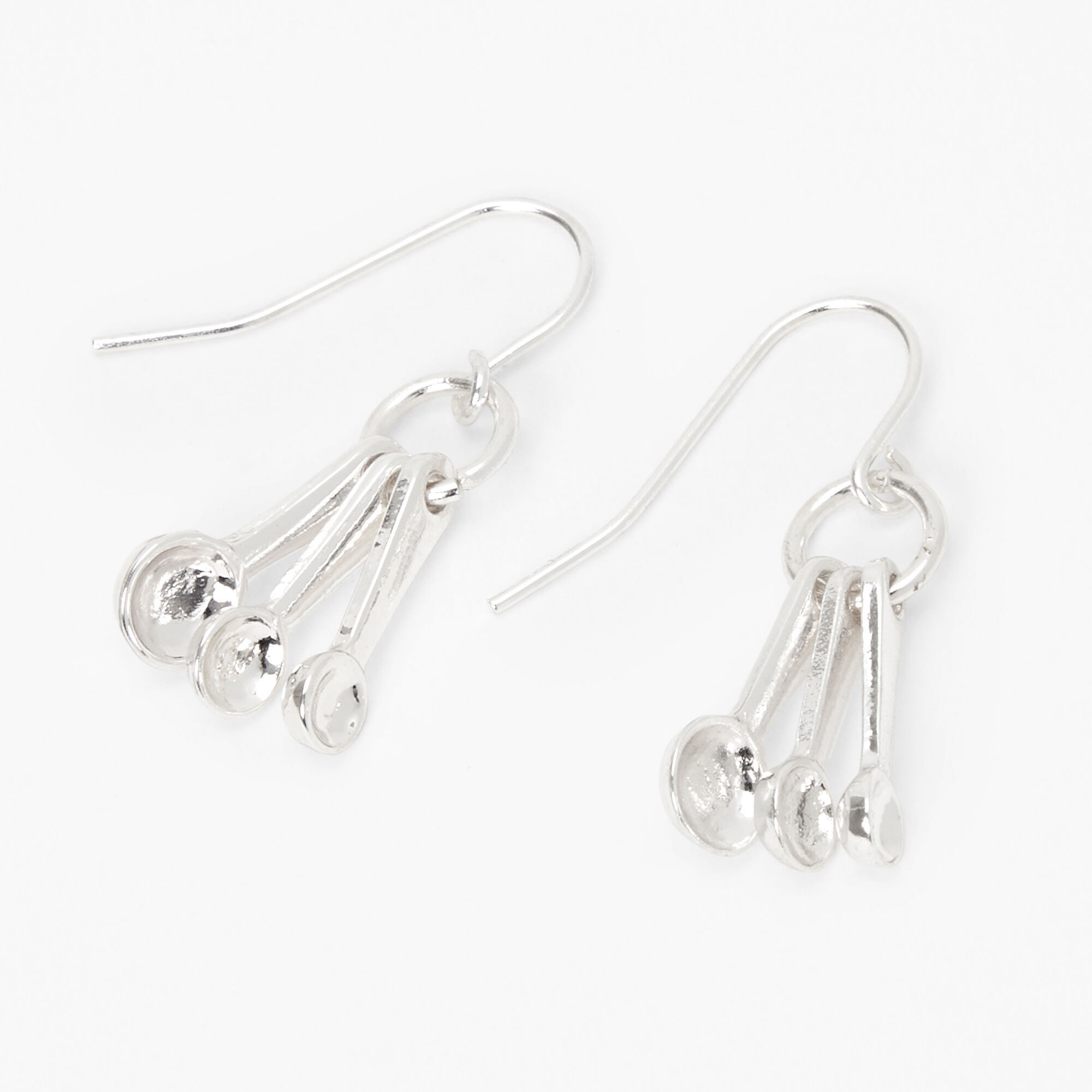 Silver 1" Measuring Spoons Drop Earrings,