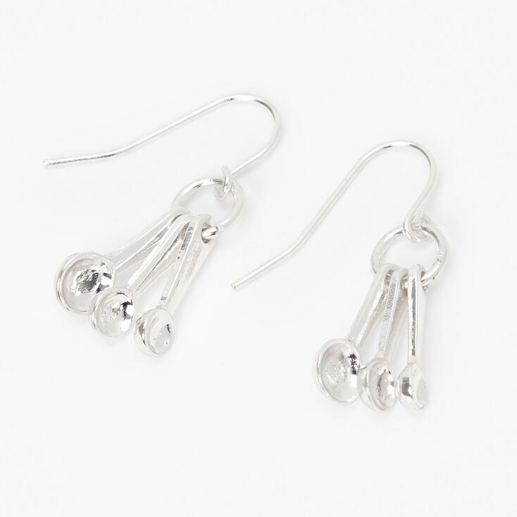 Silver 1&quot; Measuring Spoons Drop Earrings,