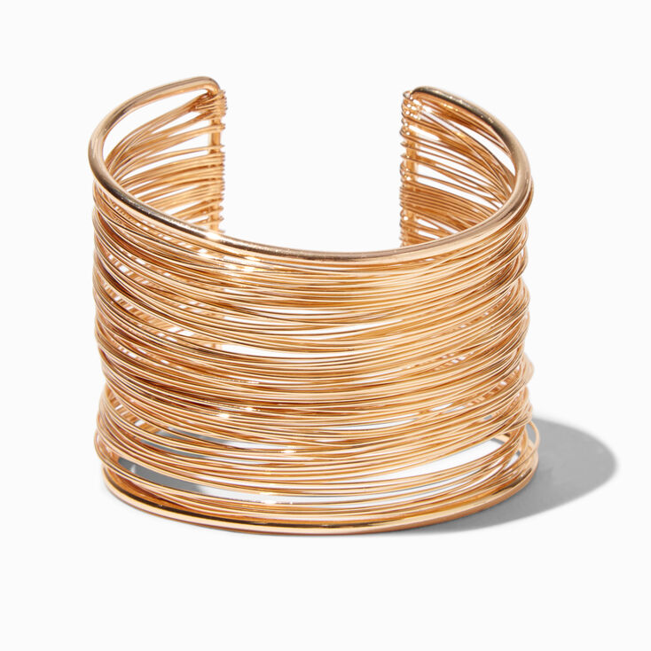 Gold-tone Wide Wire-Wrapped Cuff Bracelet,